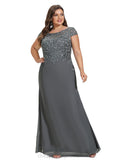 Kennedy Sheath/Column Scoop Illusion Floor-Length Chiffon Lace Evening Dress With Sequins STIP0020964