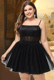 Addison A-line Square Short/Mini Satin Tulle Homecoming Dress STIP0020491