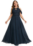 Luz A-line Cold Shoulder Scoop Floor-Length Chiffon Lace Evening Dress With Sequins STIP0020808