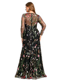 Jaden Sheath/Column Boat Neck Illusion Floor-Length Lace Evening Dress STIP0020796