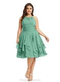 Christina A-line Scoop Knee-Length Chiffon Cocktail Dress With Cascading Ruffles Ruffle STIP0020850