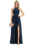 Frida A-line Scoop Illusion Floor-Length Chiffon Lace Evening Dress STIP0020944