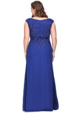 Tiffany Sheath/Column V-Neck Floor-Length Chiffon Lace Evening Dress With Sequins STIP0020840