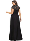 Shyann Sheath/Column High Neck Illusion Floor-Length Lace Stretch Crepe Evening Dress With Sequins STIP0020962