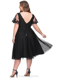 Ariana A-line V-Neck Knee-Length Lace Tulle Cocktail Dress With Sequins STIP0020878