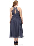 Bria A-line Scoop Asymmetrical Chiffon Cocktail Dress STIP0020982