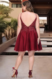 Barbara A-line V-Neck Short/Mini Lace Tulle Homecoming Dress With Sequins STIP0020498