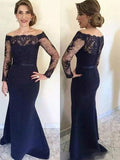 Irene Trumpet/Mermaid Stretch Crepe Lace Off-the-Shoulder Long Sleeves Floor-Length Mother of the Bride Dresses STIP0020321