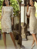 Adyson Sheath/Column Lace Applique Off-the-Shoulder 3/4 Sleeves Knee-Length Mother of the Bride Dresses STIP0020398