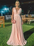 Bailee A-Line/Princess Chiffon Ruffles V-neck Sleeveless Sweep/Brush Train Mother of the Bride Dresses STIP0020431