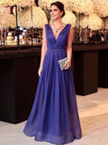 Katharine A-Line/Princess 30D Chiffon Ruffles V-neck Sleeveless Floor-Length Mother of the Bride Dresses STIP0020440