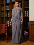 Mylie A-Line/Princess Chiffon Lace Scoop 3/4 Sleeves Floor-Length Mother of the Bride Dresses STIP0020341