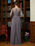 Mylie A-Line/Princess Chiffon Lace Scoop 3/4 Sleeves Floor-Length Mother of the Bride Dresses STIP0020341