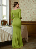 Zoey Sheath/Column Jersey Ruched Scoop Long Sleeves Floor-Length Mother of the Bride Dresses STIP0020352