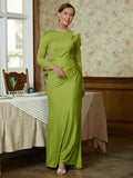 Zoey Sheath/Column Jersey Ruched Scoop Long Sleeves Floor-Length Mother of the Bride Dresses STIP0020352