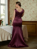 Kinsley Sheath/Column Satin Beading Scoop Sleeveless Sweep/Brush Train Mother of the Bride Dresses STIP0020354