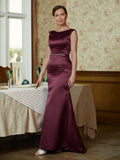 Kinsley Sheath/Column Satin Beading Scoop Sleeveless Sweep/Brush Train Mother of the Bride Dresses STIP0020354