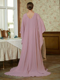 Kayden Sheath/Column Chiffon Ruffles Scoop Long Sleeves Sweep/Brush Train Mother of the Bride Dresses STIP0020360