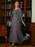 Kay A-Line/Princess Chiffon Applique V-neck Sleeveless Ankle-Length Mother of the Bride Dresses STIP0020365