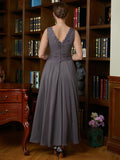 Kay A-Line/Princess Chiffon Applique V-neck Sleeveless Ankle-Length Mother of the Bride Dresses STIP0020365