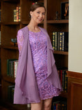 Eden Sheath/Column Lace V-neck 1/2 Sleeves Short/Mini Mother of the Bride Dresses STIP0020367