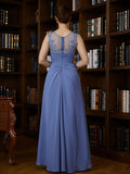 Adison A-Line/Princess Chiffon Applique Scoop Sleeveless Asymmetrical Mother of the Bride Dresses STIP0020257