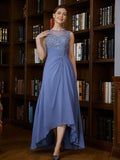 Adison A-Line/Princess Chiffon Applique Scoop Sleeveless Asymmetrical Mother of the Bride Dresses STIP0020257