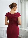 Liana Sheath/Column Jersey Ruched V-neck Short Sleeves Floor-Length Mother of the Bride Dresses STIP0020252