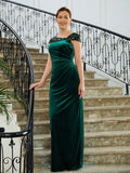 Addison Sheath/Column Velvet Ruched V-neck Sleeveless Floor-Length Mother of the Bride Dresses STIP0020245