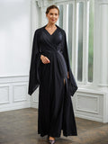 Karly Sheath/Column Jersey Ruched V-neck Sleeveless Floor-Length Mother of the Bride Dresses STIP0020246