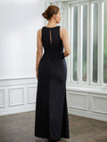 Karly Sheath/Column Jersey Ruched V-neck Sleeveless Floor-Length Mother of the Bride Dresses STIP0020246