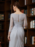 Emilia Sheath/Column 30D Chiffon Beading V-neck 3/4 Sleeves Floor-Length Mother of the Bride Dresses STIP0020247