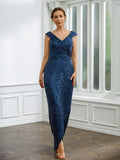 Nevaeh Sheath/Column Ruched V-neck Sleeveless Floor-Length Mother of the Bride Dresses STIP0020240