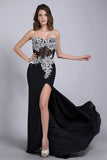 2024 Prom Dresses Mermaid/Trumpet Black Sweetheart Chiffon With PX7R6LQK