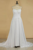 2024 Sweetheart Pleated Bodice A Line Wedding Dress With Flowing PREA6ZBD