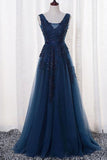 2024 New Arrival V Neck Tulle With Applique And Sash A Line P33L1JTP