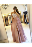 High Split Spaghetti A-Line Appliques Chiffon Prom Party STIPEP57HR2