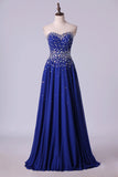 2024 Prom Dresses A Line Sweetheart Floor Length Dark Royal Blue PL63L2FX