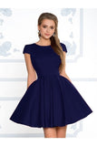 Short Sleeves Short Graduation Homecoming Formal Dresses Scoop PCC7Z95A