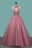 2024 Simple Style Prom Gown High Neck A-Line Sweep PA3TT65B