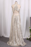 2024 Prom Dresses High Neck Open Back Sequins P3347CJH