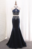 2024 Mermaid Two-Piece Satin Spaghetti Straps Prom Dresses P2DCY1MX