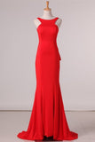 2024 Open Back Evening Dresses Scoop Mermaid Red PF5M5LCT