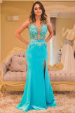 2024 Scoop Prom Dresses Satin With Slit PT5KLX1H