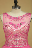 2024 Open Back Prom Dresses Scoop A Line Beaded Bodice Floor Length P9L71CHY