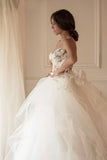 2024 Mermaid Scoop Wedding Dresses Tulle With Applique Sweep P9R142CS