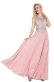 2024 Chiffon Scoop Prom Dresses A Line With Beads&Rhinestones Chiffon PLT761YX