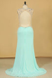 2024 Spandex Prom Dresses V Neck Open Back With Beading PFDM46JG