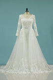 2024 Wedding Dresses V Neck Sheath With Applique Long Sleeves PMB6MAHM