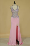 2024 Spandex V Neck Beaded Bodice Prom PARJ4RPP